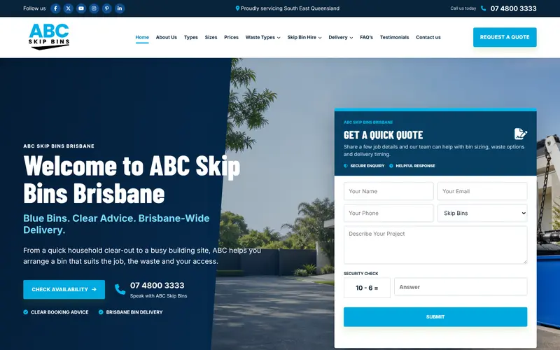 ABC Skip Bins Brisbane website design