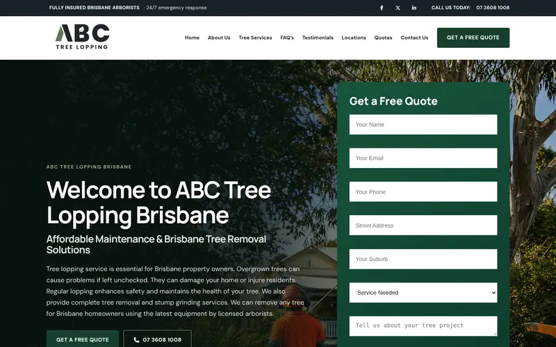 ABC Tree Lopping Brisbane website design