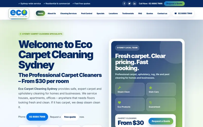 Eco Carpet Cleaning Sydney website