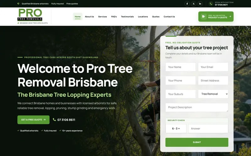 Pro Tree Removal Brisbane website design