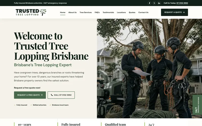 Trusted Tree Lopping Brisbane website design