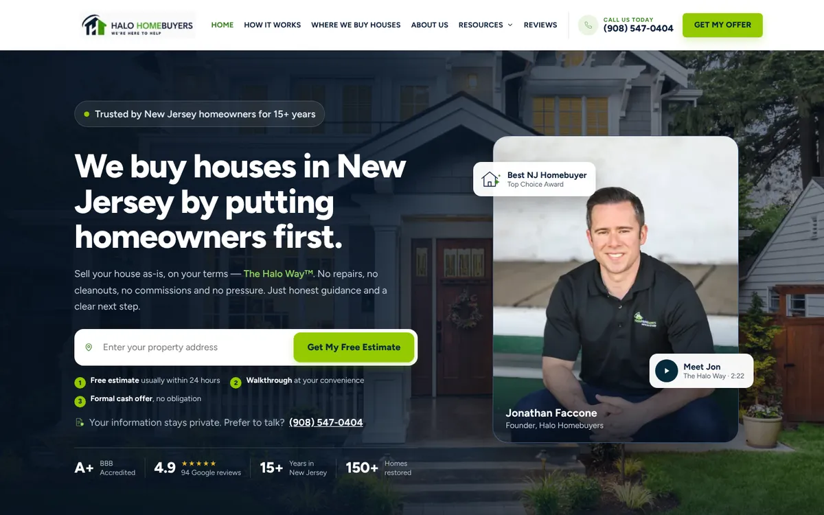 Halo Home Buyers new website design