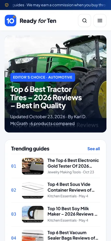Ready for Ten homepage — mobile