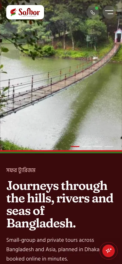 Sofhor Tourism homepage — mobile