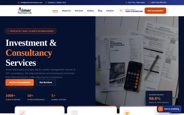 Aimer Merchants website design