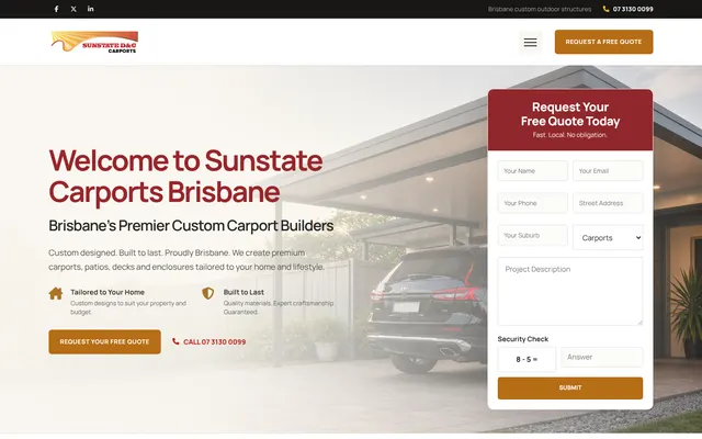 Carports website, Brisbane