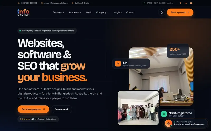 Infosystem Technology Limited website design — homepage
