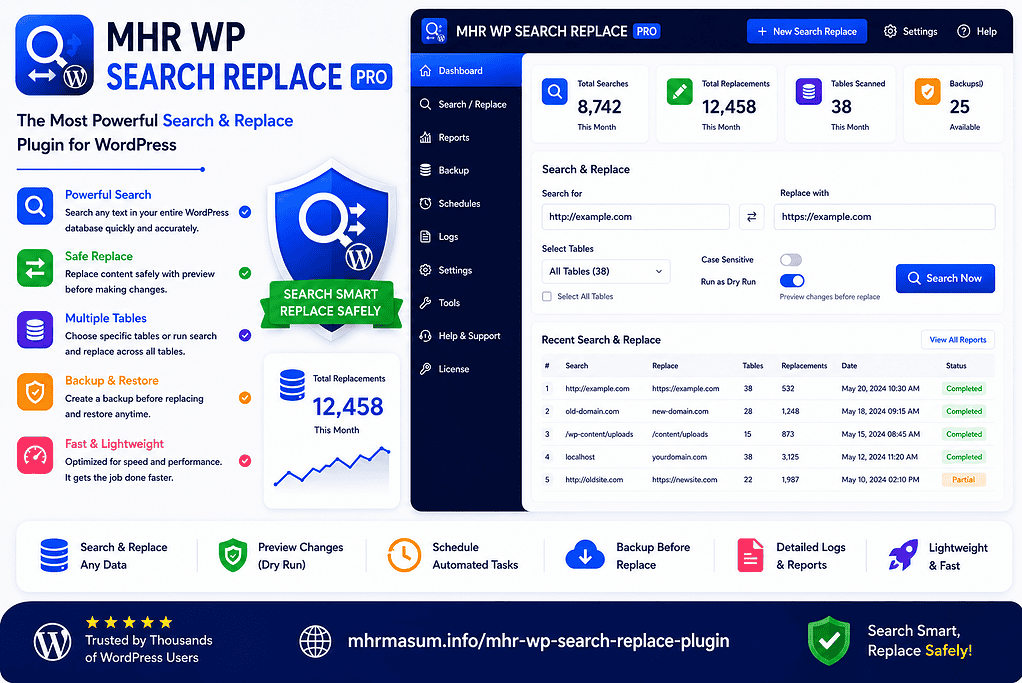MHR WP Search & Replace Plugin