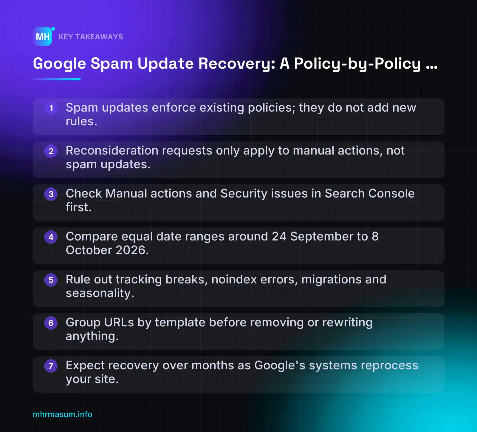 Google Spam Update Recovery: A Policy-by-Policy Site Audit — key takeaways
