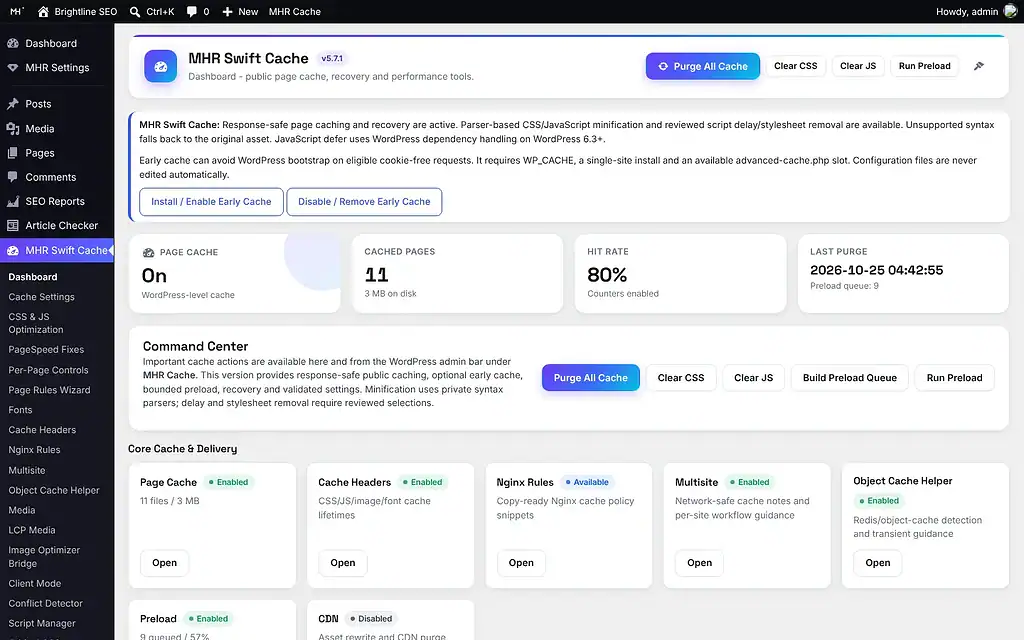 MHR Swift Cache — MHR Swift Cache → Dashboard
